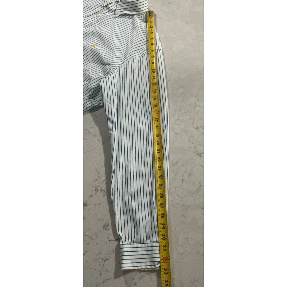 Ralph Lauren‎ Oxford Shirt Mens XL White Blue Stripes Classic Fit Button Down